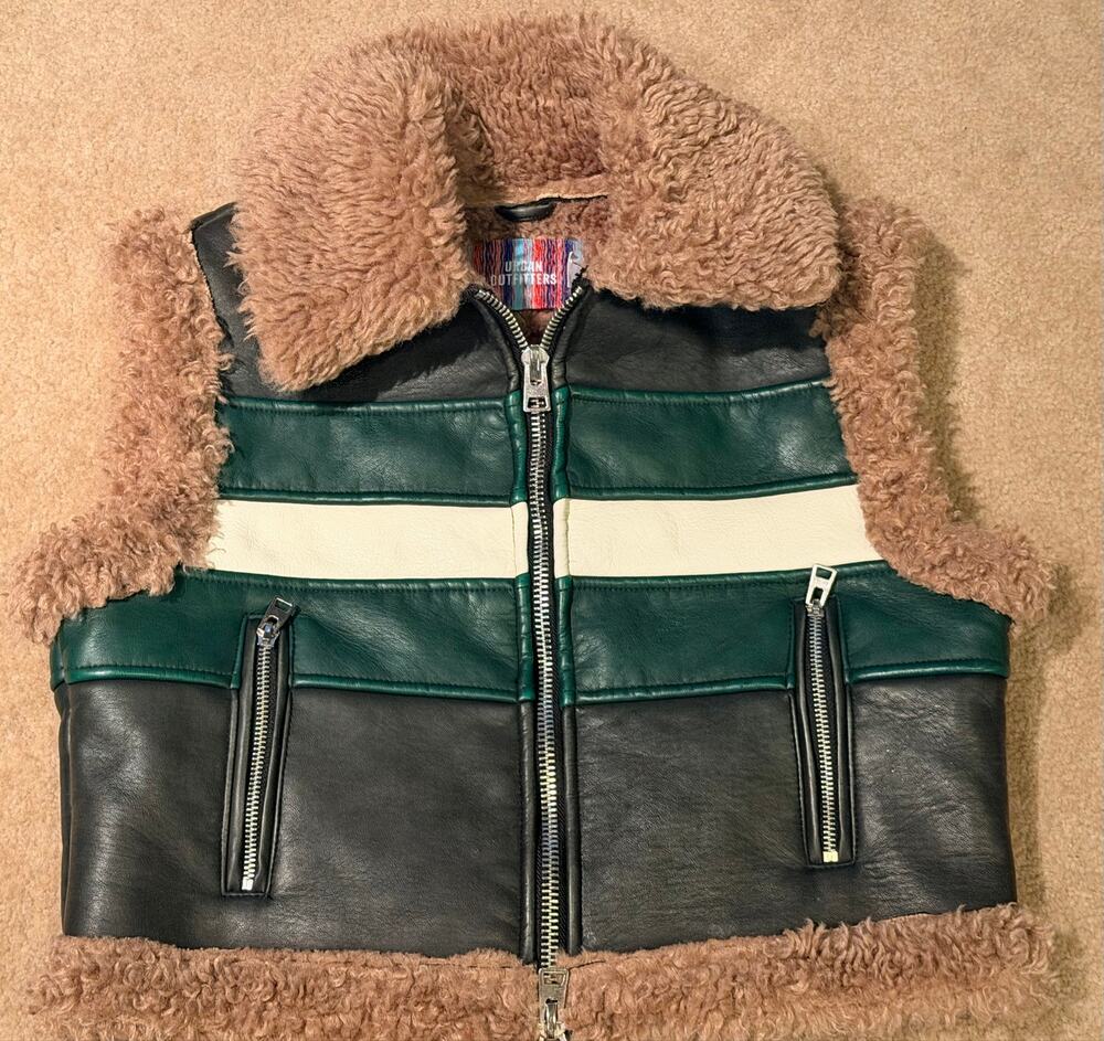 Urban Outfitters Faux Leather & Sherpa Vest Womens Vintage 70s Vibe SZ Medium